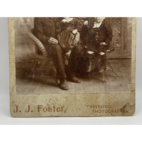 Vintage 1900s Family Cabinet Cards Black White Pictures Lot of 3 JJ Foster Photo - Picture 5 of 11